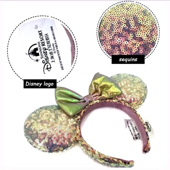 50th Anniversary Earidescent Iridescent Pink Ears Disney Headband Minnie NWT main image 5